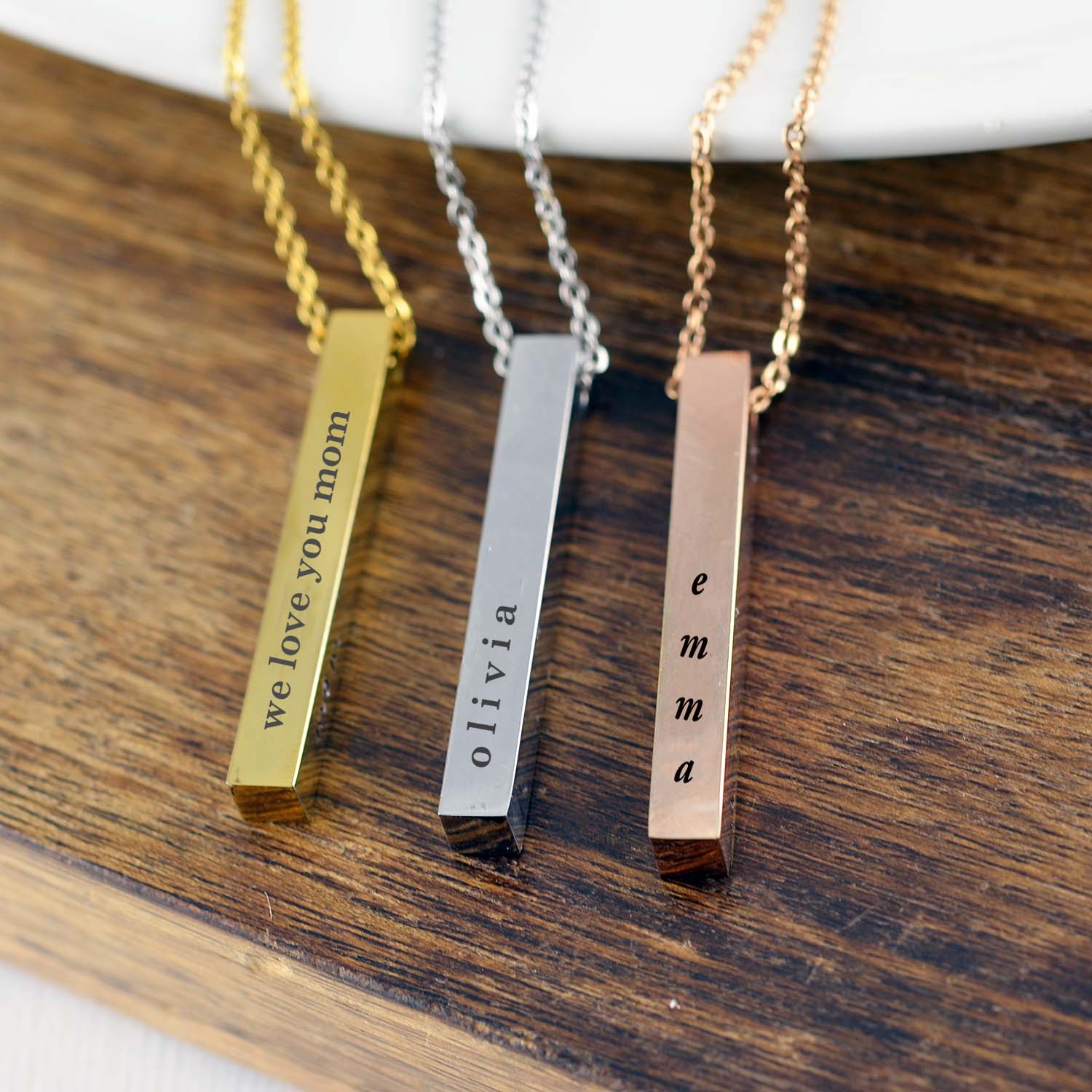 Personalized Unisex Laser Engraved Memory Bar Necklace - Customized Necklace  - Name Necklace - VivaGifts