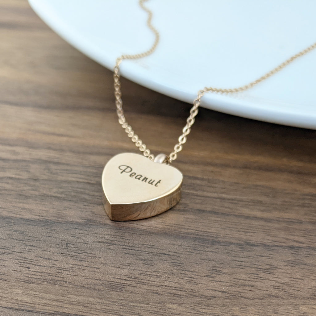 Rose Gold Personalized Cremation Urn Heart Necklace.