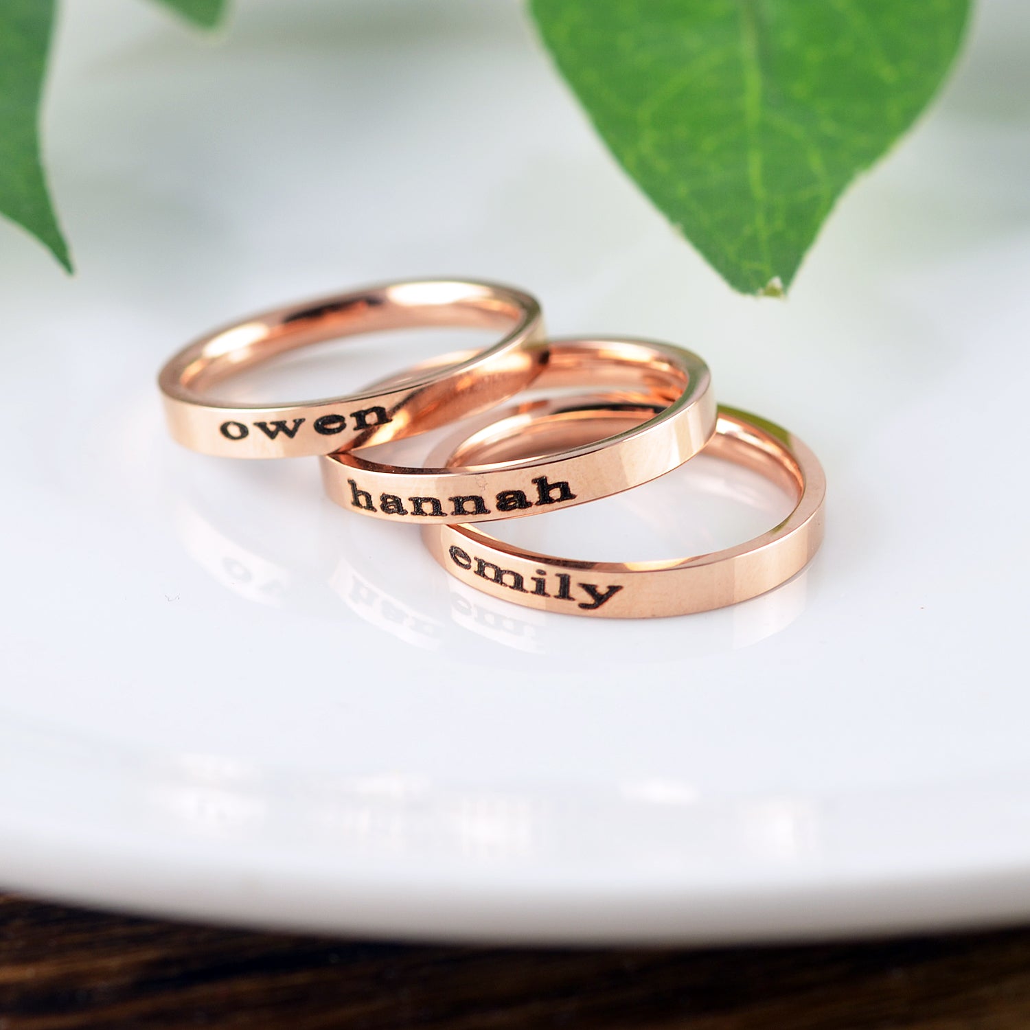 Engraved Rings Stacked Personalized Stacking Rings | Lovable Keepsake Gifts