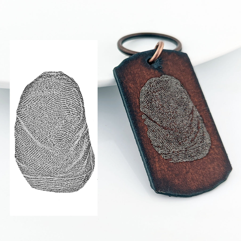 Rustic Keychain with Actual Fingerprint.