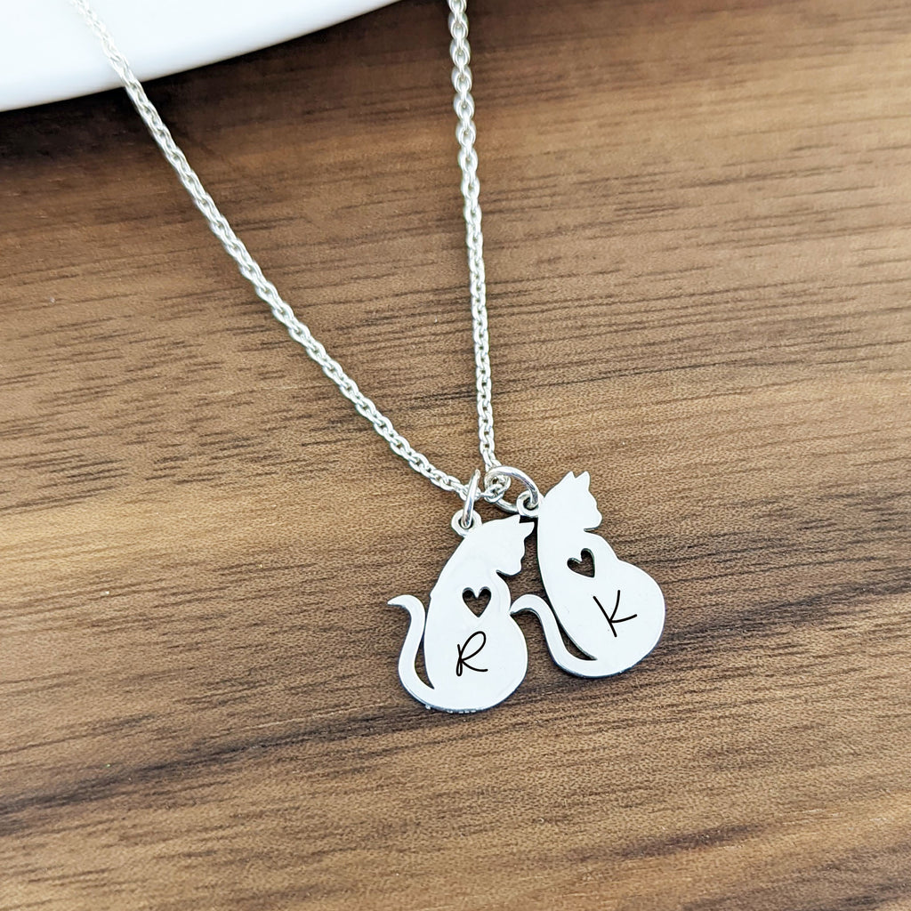 Cat Mom Initial Necklace.