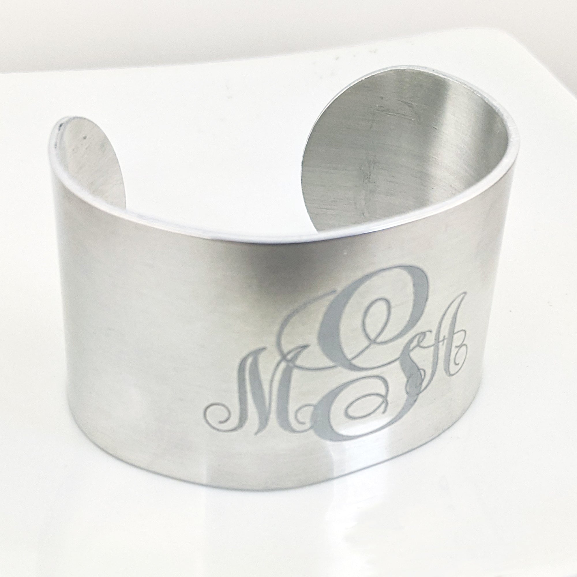 Personalized Monogram Cuff Bracelet Silver